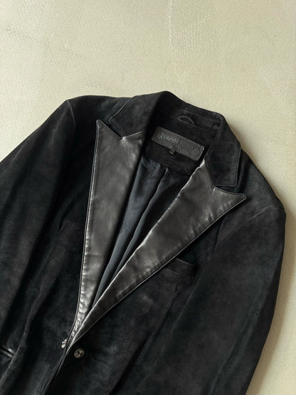 Chrome Hearts Leather Collar Suede Suit Coat