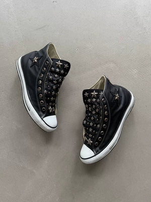 Chrome Hearts Special Order Converse with five-pointed star appliqué and full silver embellishments