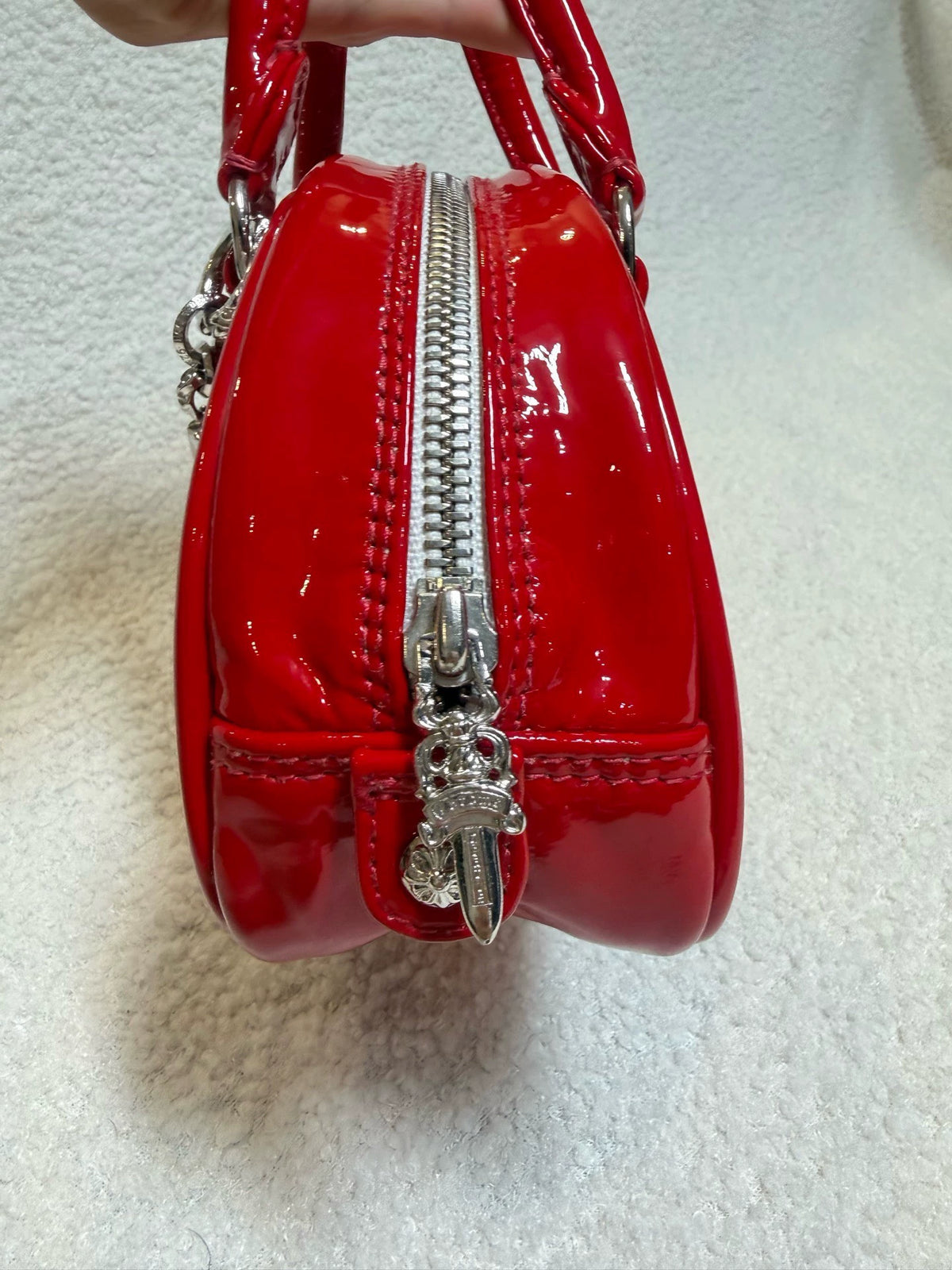 Chrome Hearts limited edition red patent leather mini bowling Bag