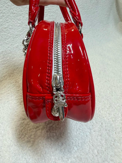 Chrome Hearts limited edition red patent leather mini bowling Bag