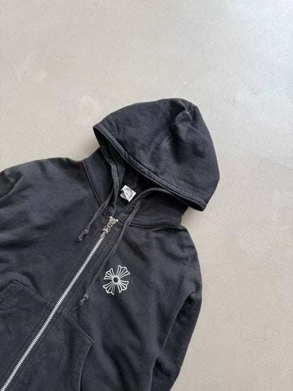 Chrome Hearts zip-up sweatshirt with vine cross pattern on the back