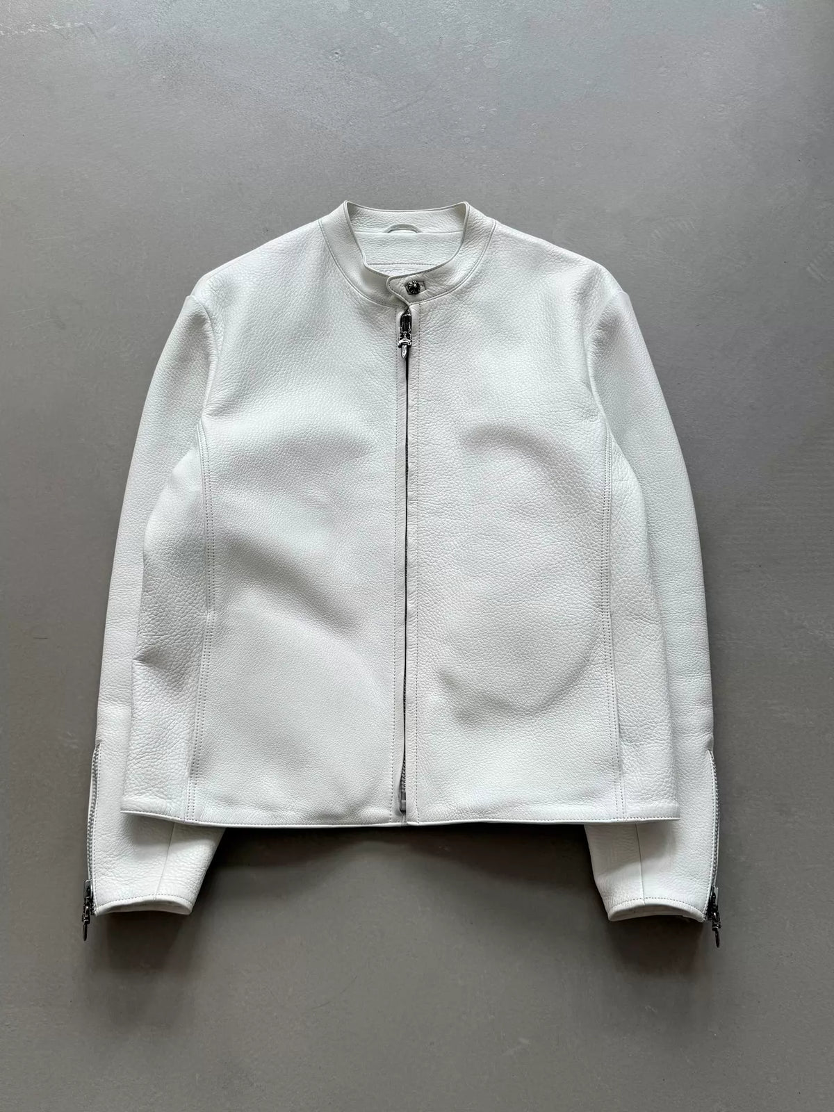 Chrome Hearts white overlapping cross patch racing motorcycle jacket