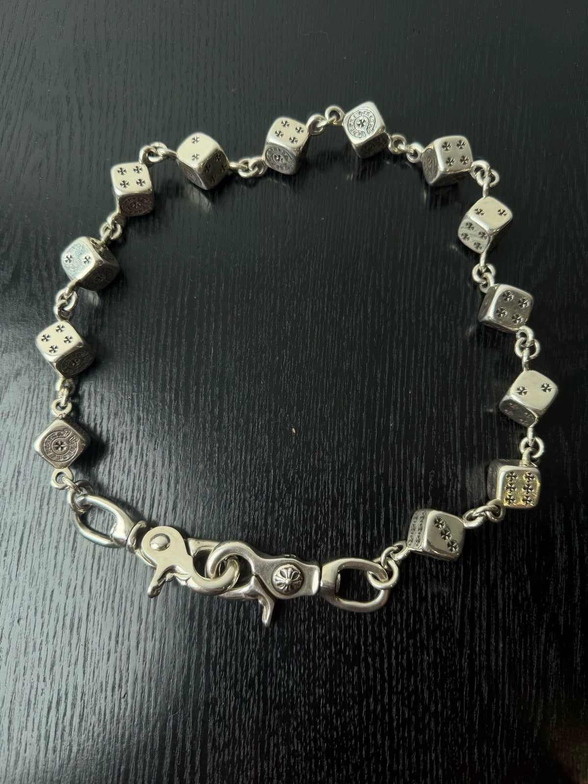 Chrome Hearts Silver Large Dice Double Lobster Buckle Pants Chain
