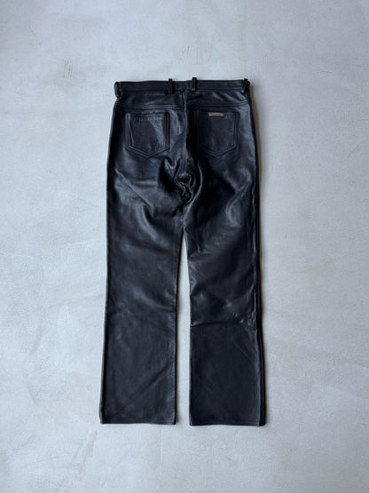 Chrome Hearts OG Leather Fleur Knee Flame Leather Pants