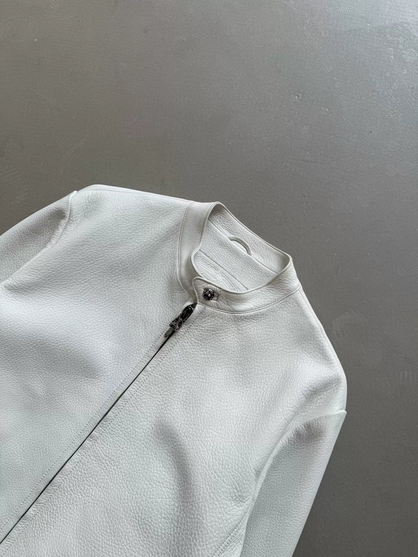 Chrome Hearts white overlapping cross patch racing motorcycle jacket