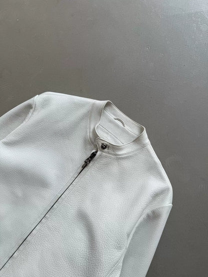 Chrome Hearts white overlapping cross patch racing motorcycle jacket