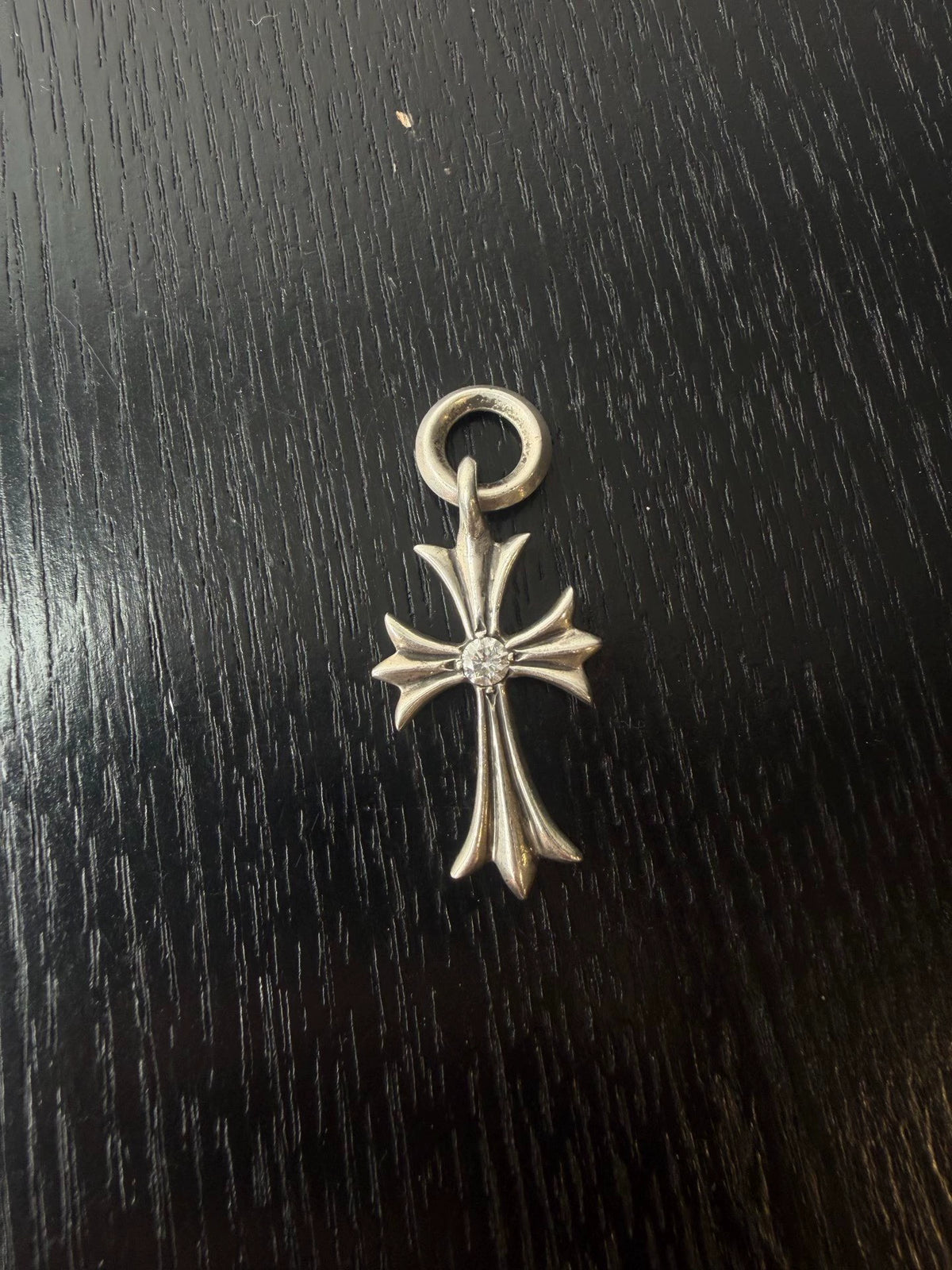 Chrome Hearts Sterling Silver Diamond Tiny Cross Pendant