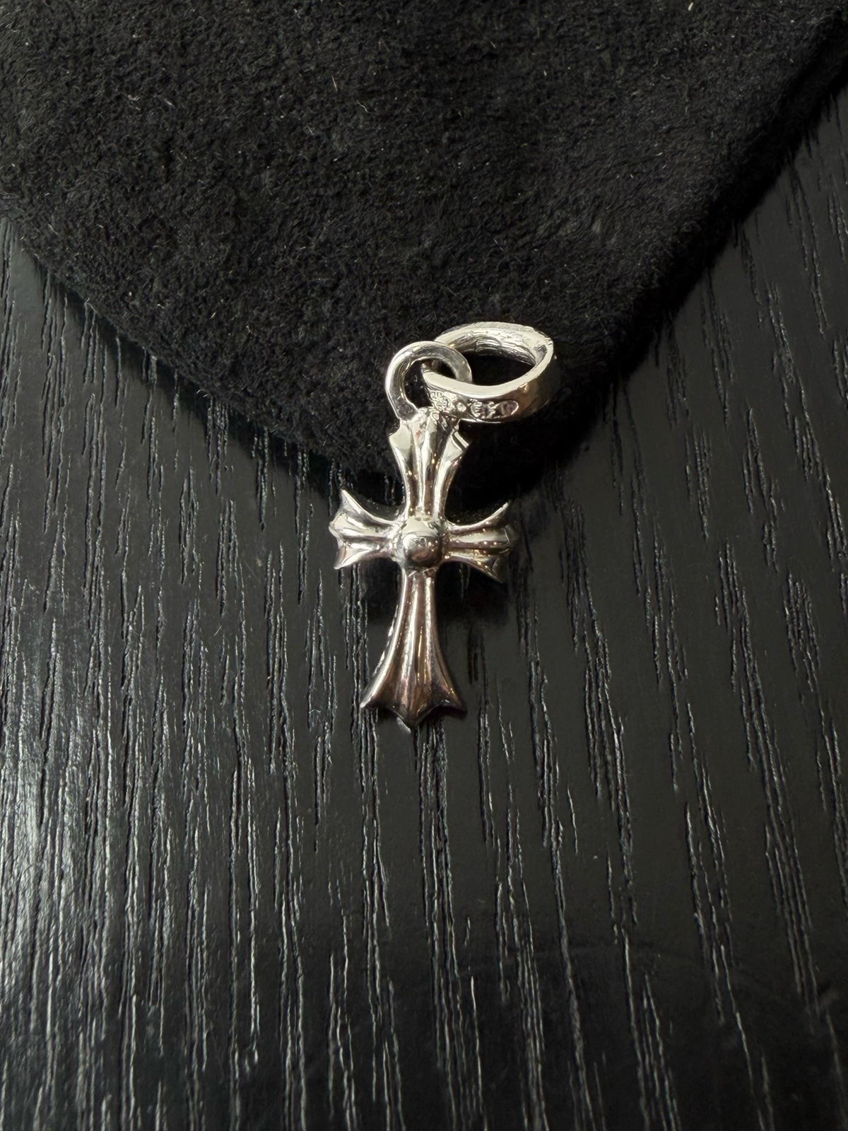 Chrome Hearts 18k white gold and diamond babyfat cross pendant