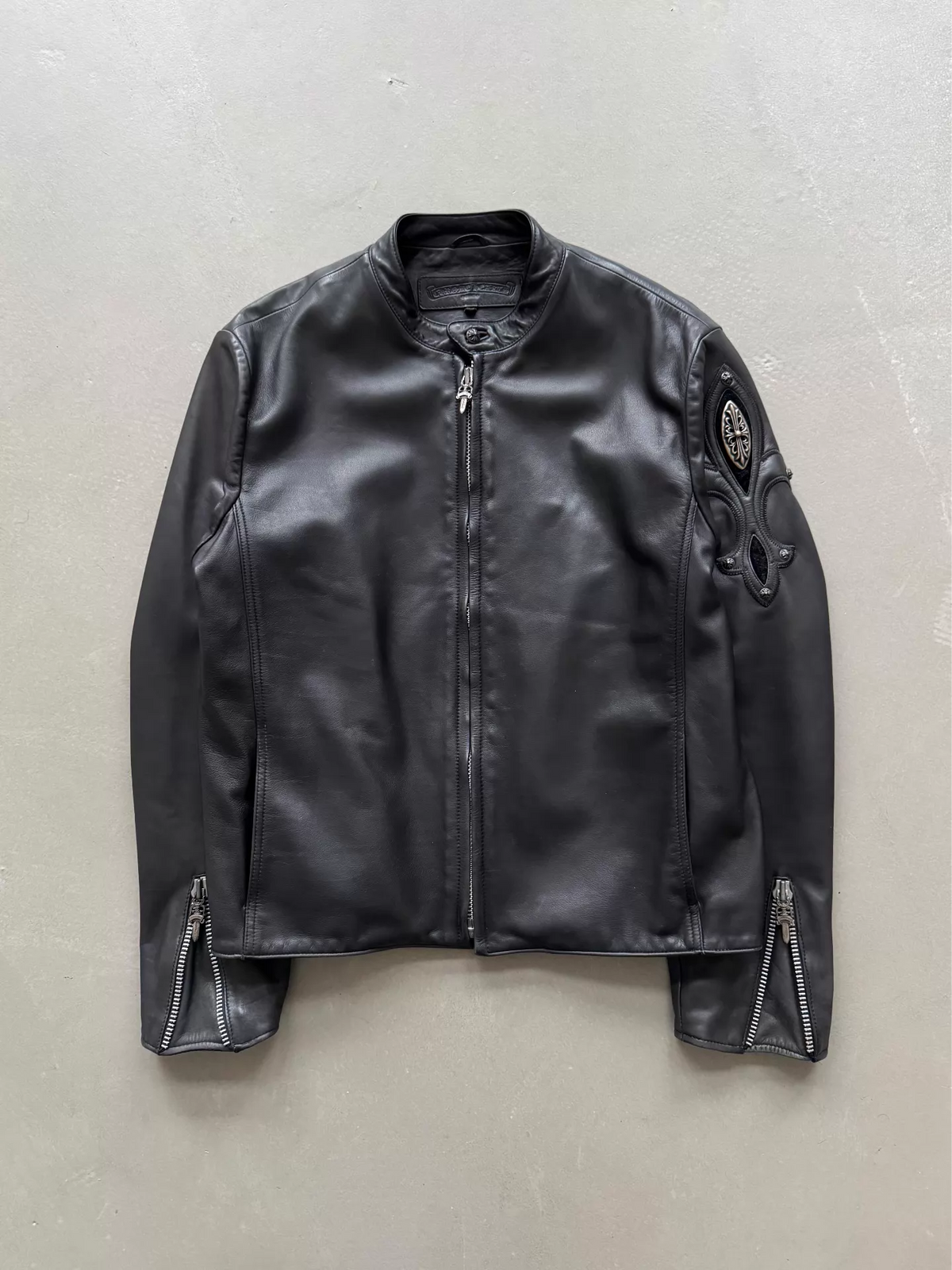 Chrome Hearts Iris Silver Embroidered Racing Motorcycle Jacket