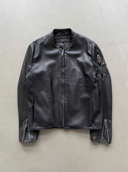 Chrome Hearts Iris Silver Embroidered Racing Motorcycle Jacket