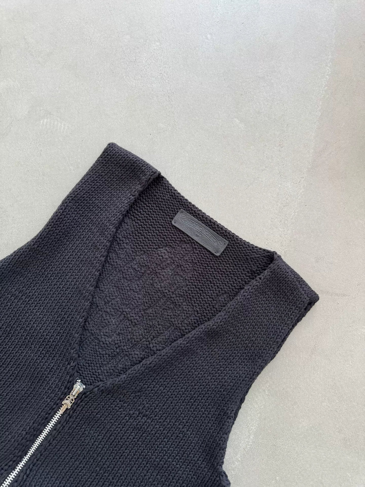 Chrome Hearts Cross-Patterned Wool Knitted Zipper Vest
