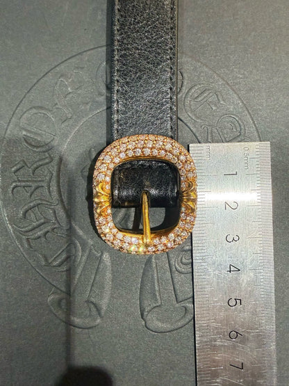 Chrome Hearts 22k gold belt with full diamond buckle