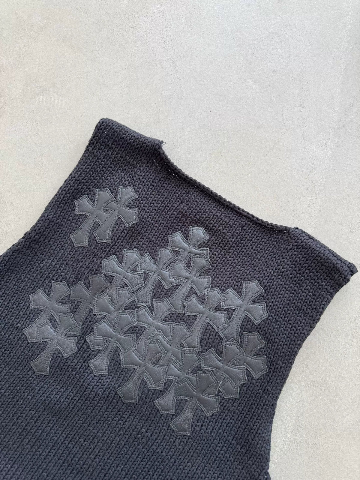 Chrome Hearts Cross-Patterned Wool Knitted Zipper Vest
