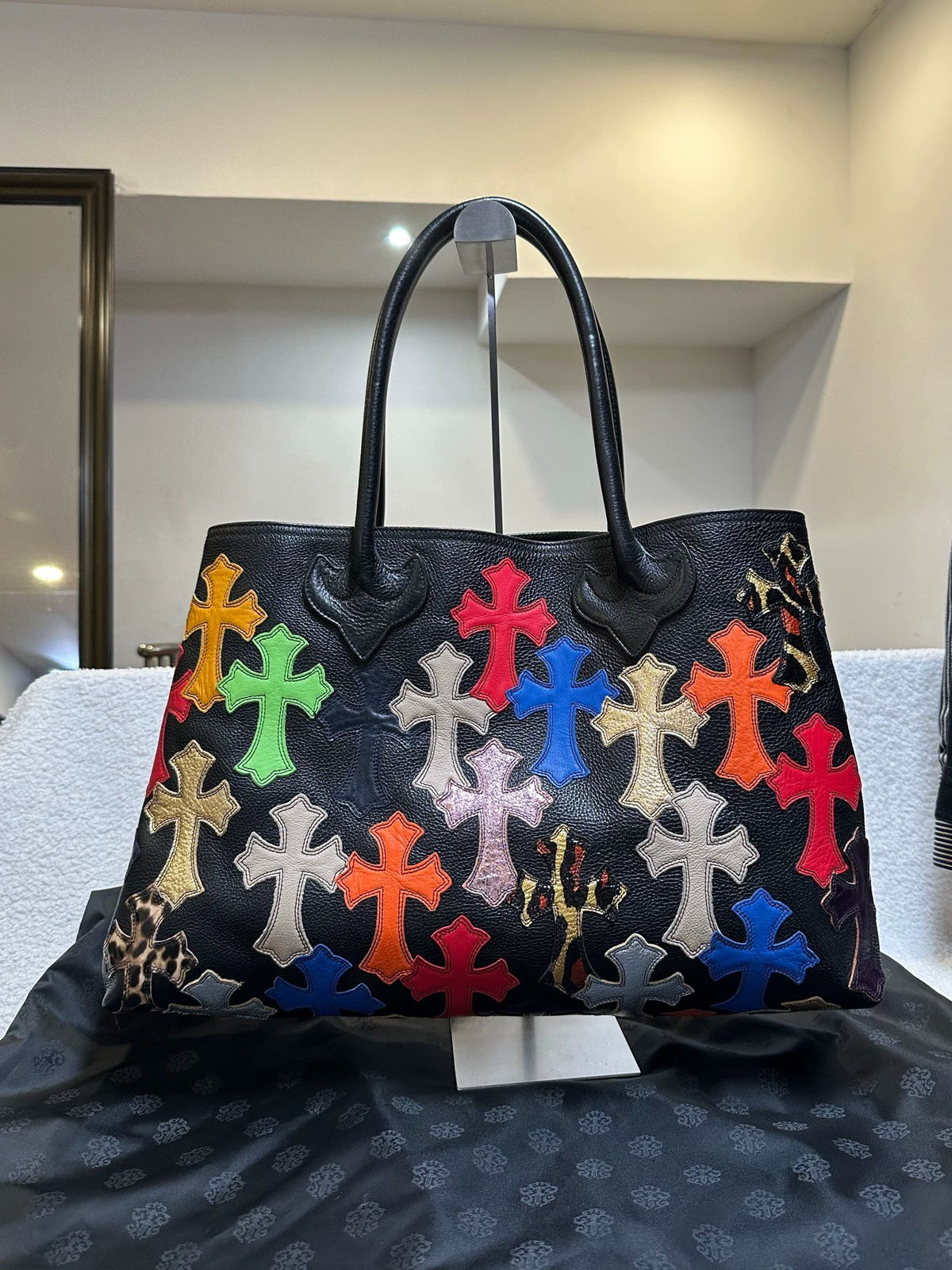Chrome Hearts large leather tote bag
