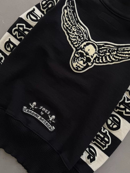 Chrome Hearts Sanskrit floral print front and back Foti patch half-zip wool knit sweater