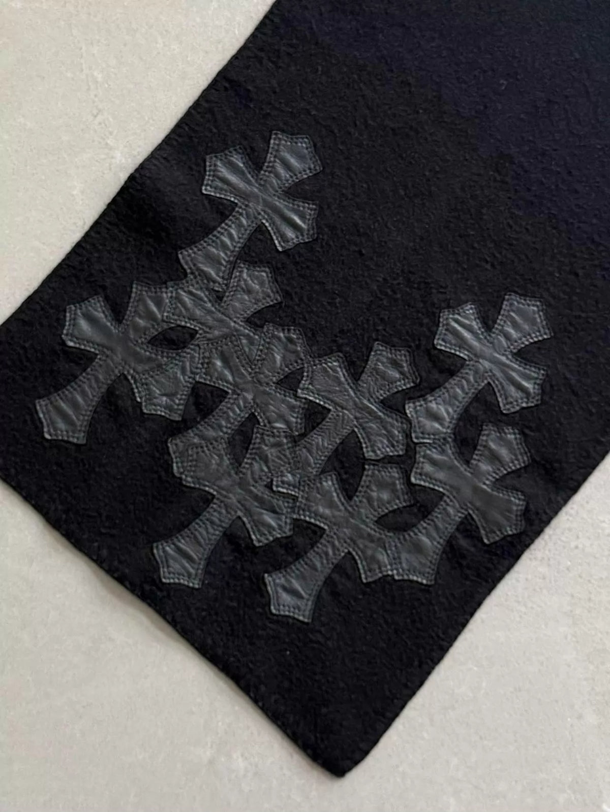 Chrome Hearts Black Multi-Cross Appliqué Cashmere Scarf