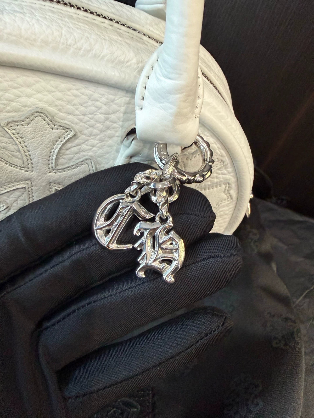 Chrome Hearts white mini bowling Bag
