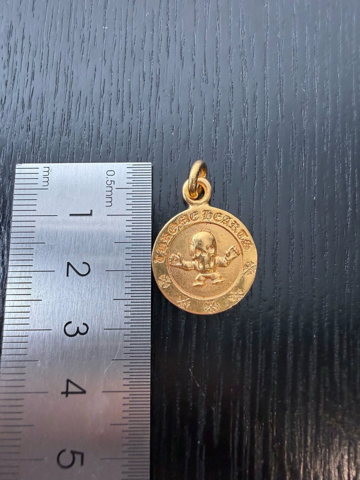 Chrome Hearts 22k gold Foti Harris round pendant