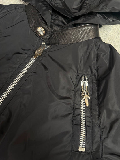Chrome Hearts black nylon and leather scout patch hooded Jacket