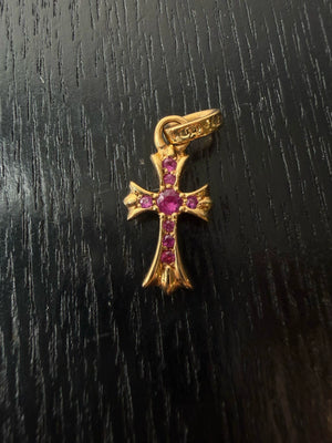 Chrome Hearts 22k Gold Pink Babyfat Cross Pendant