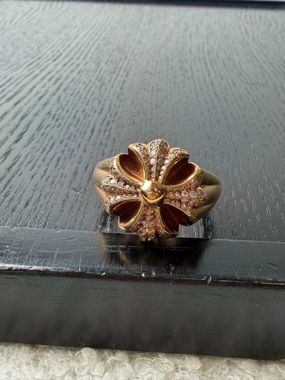 Chrome Hearts 22k gold full diamond CH PLUS Ring