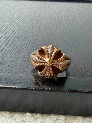 Chrome Hearts 22k gold full diamond CH PLUS Ring