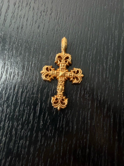 Chrome Hearts 22k Gold Flame Cross Pendant