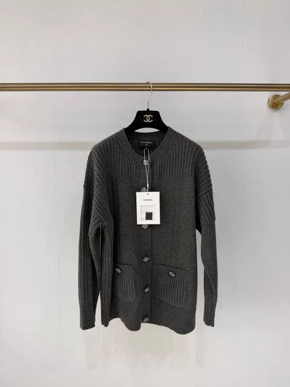 Chanel 24A grey cashmere cardigan