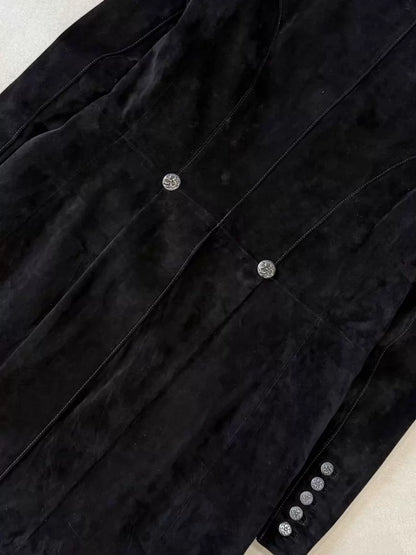 Chrome Hearts Celtic Silver Buckle Suede Coat