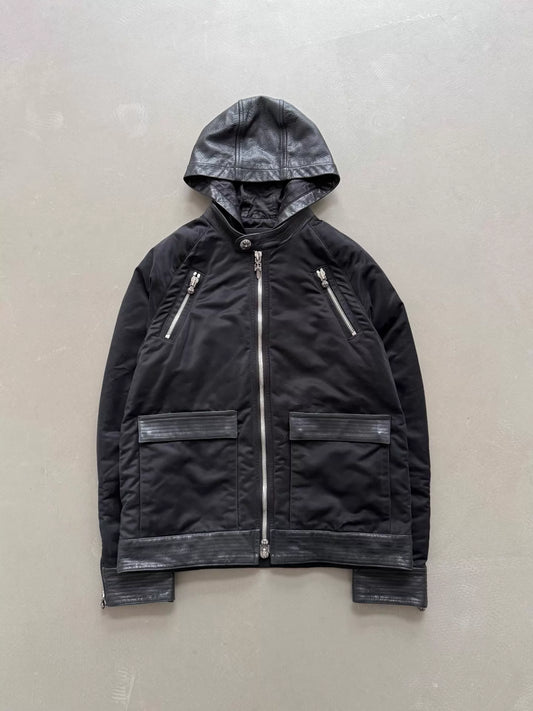 Chrome Hearts patchwork leather hooded multi-zip Jacket