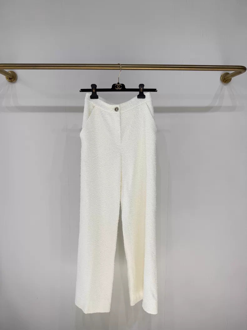 Chanel 25S White Tweed Trousers