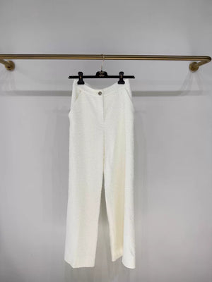 Chanel 25S White Tweed Trousers