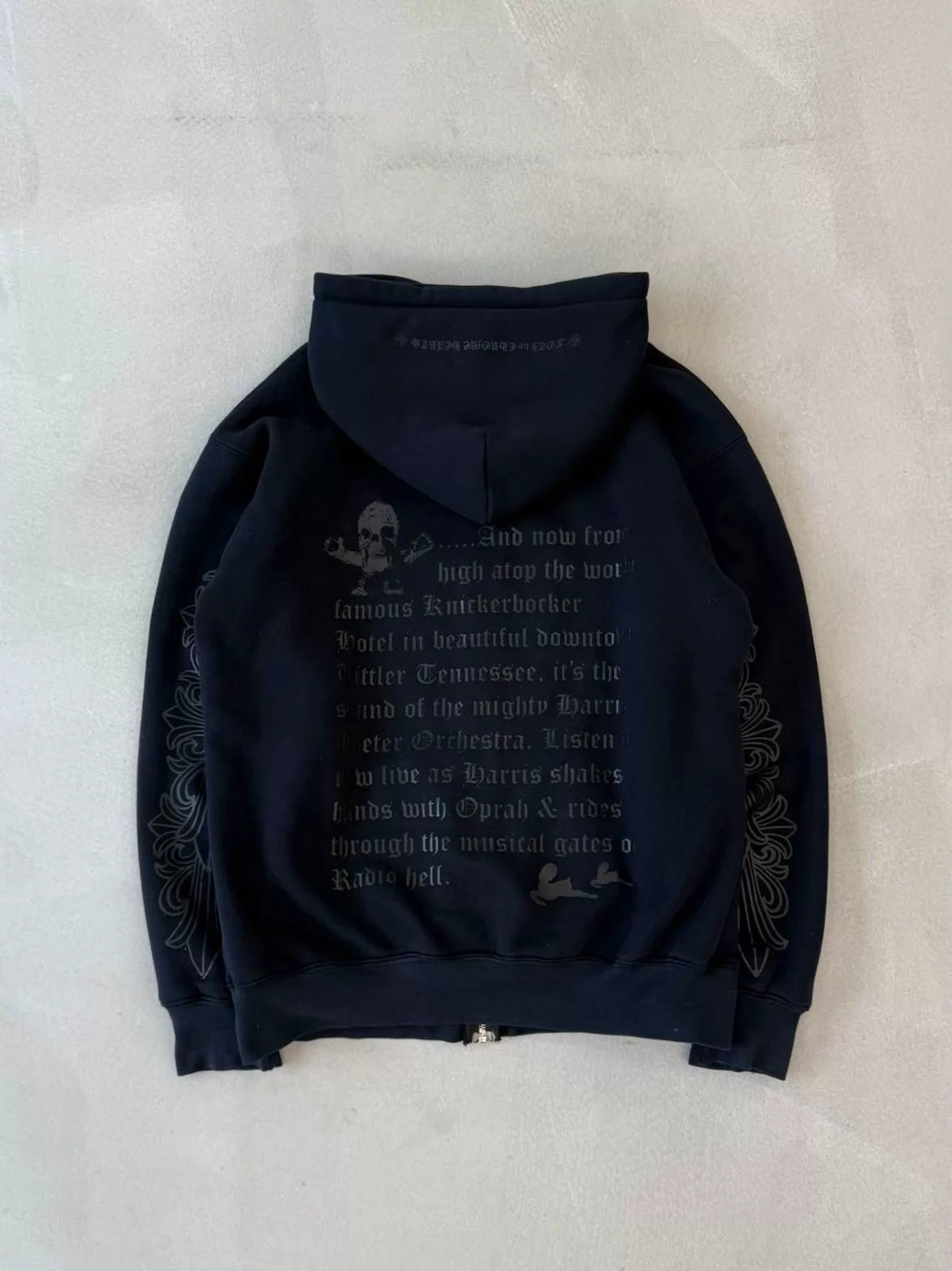 Chrome Hearts Multi-Element Foti Floral Print Waffle-Lined Zip-Up Sweatshirt Jacket