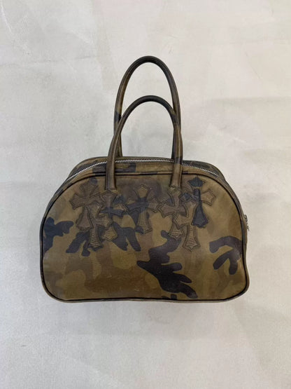 Chrome Hearts Camouflage Multi-Cross Patchwork Large Bowling Bag
