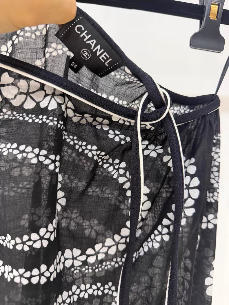 Chanel  black printed midi skirt