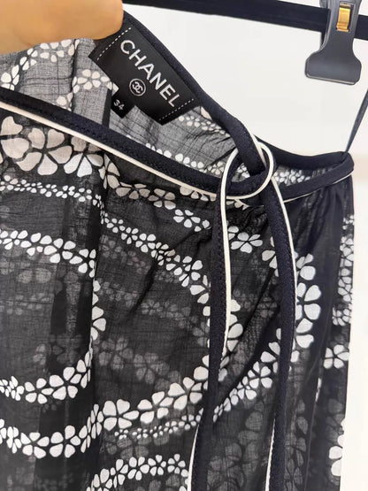 Chanel  black printed midi skirt