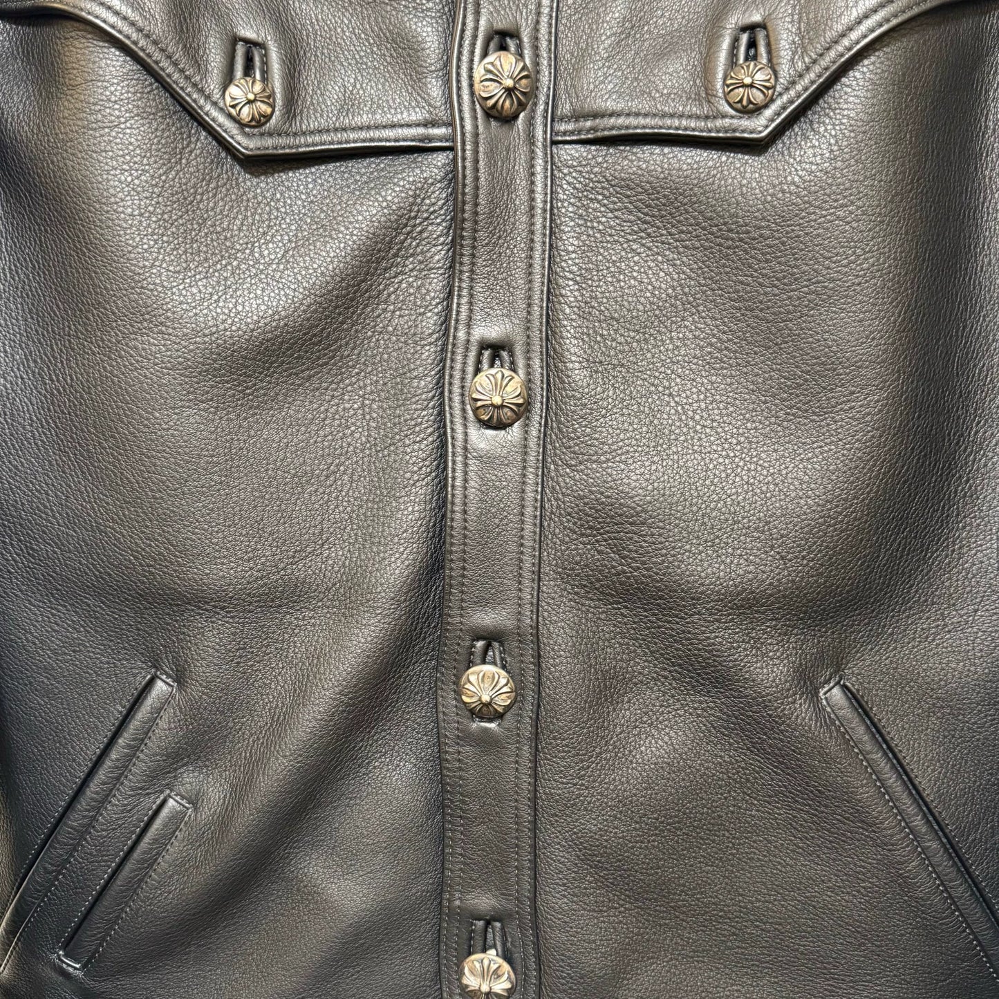 Chrome Hearts Multi-button Back Flame Leather Jacket