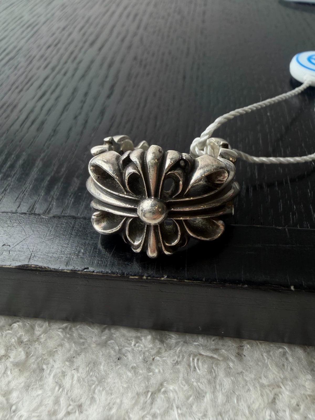Chrome Hearts Sterling Silver Open Cross Flower Ring