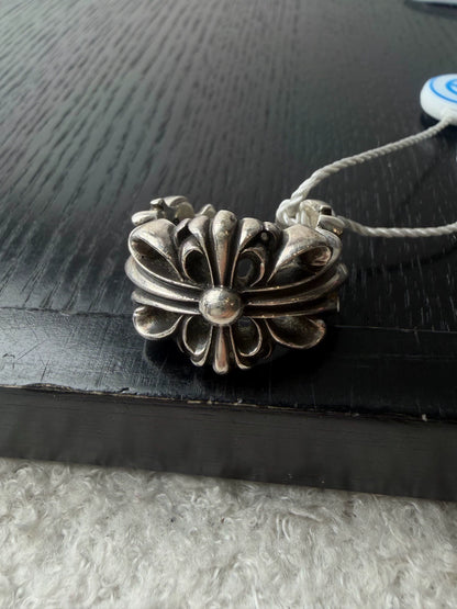 Chrome Hearts Sterling Silver Open Cross Flower Ring
