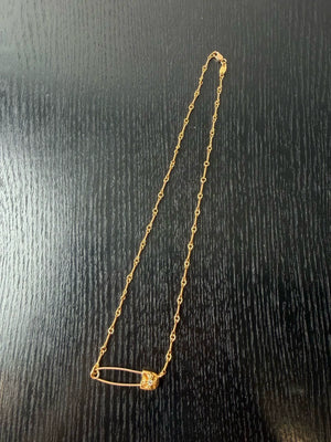 Chrome Hearts 22k Gold White Diamond Brooch Bamboo Necklace