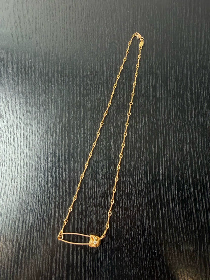 Chrome Hearts 22k Gold White Diamond Brooch Bamboo Necklace