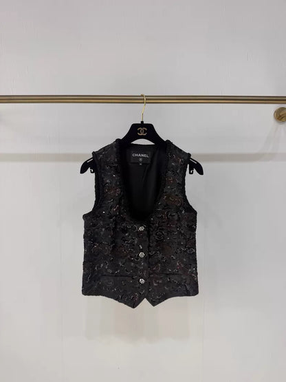 Chanel 25A black vest jacket