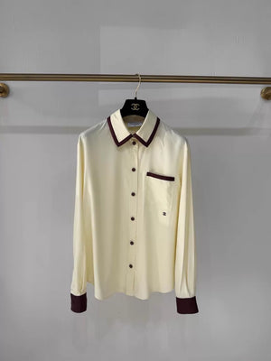 Chanel 26P light yellow silk shirt