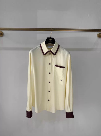 Chanel 26P light yellow silk shirt