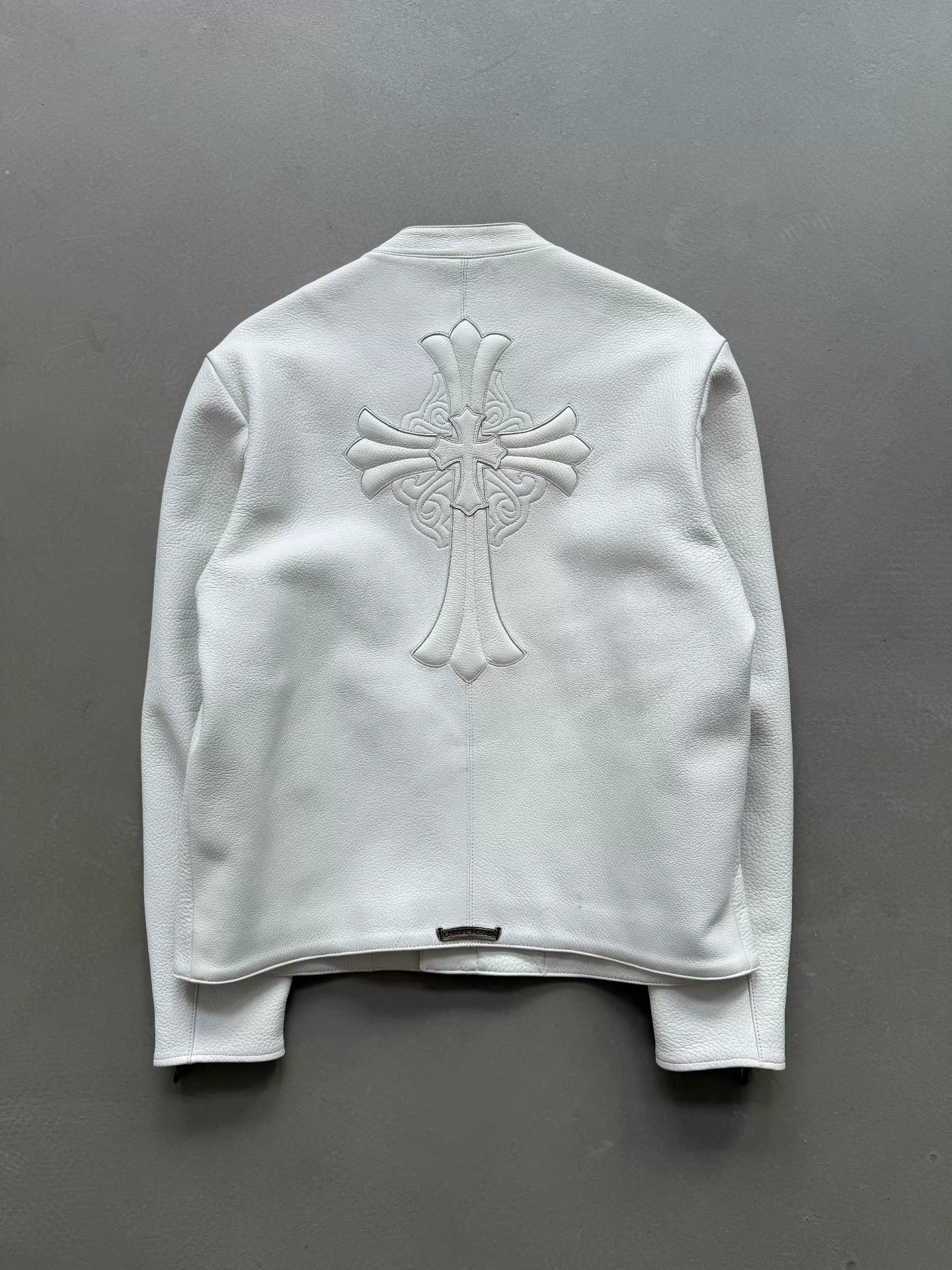 Chrome Hearts white overlapping cross patch racing motorcycle jacket