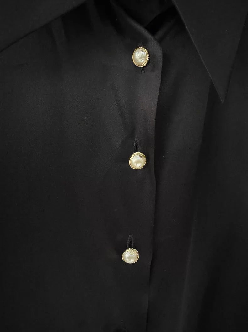 Chanel 24K black satin shirt