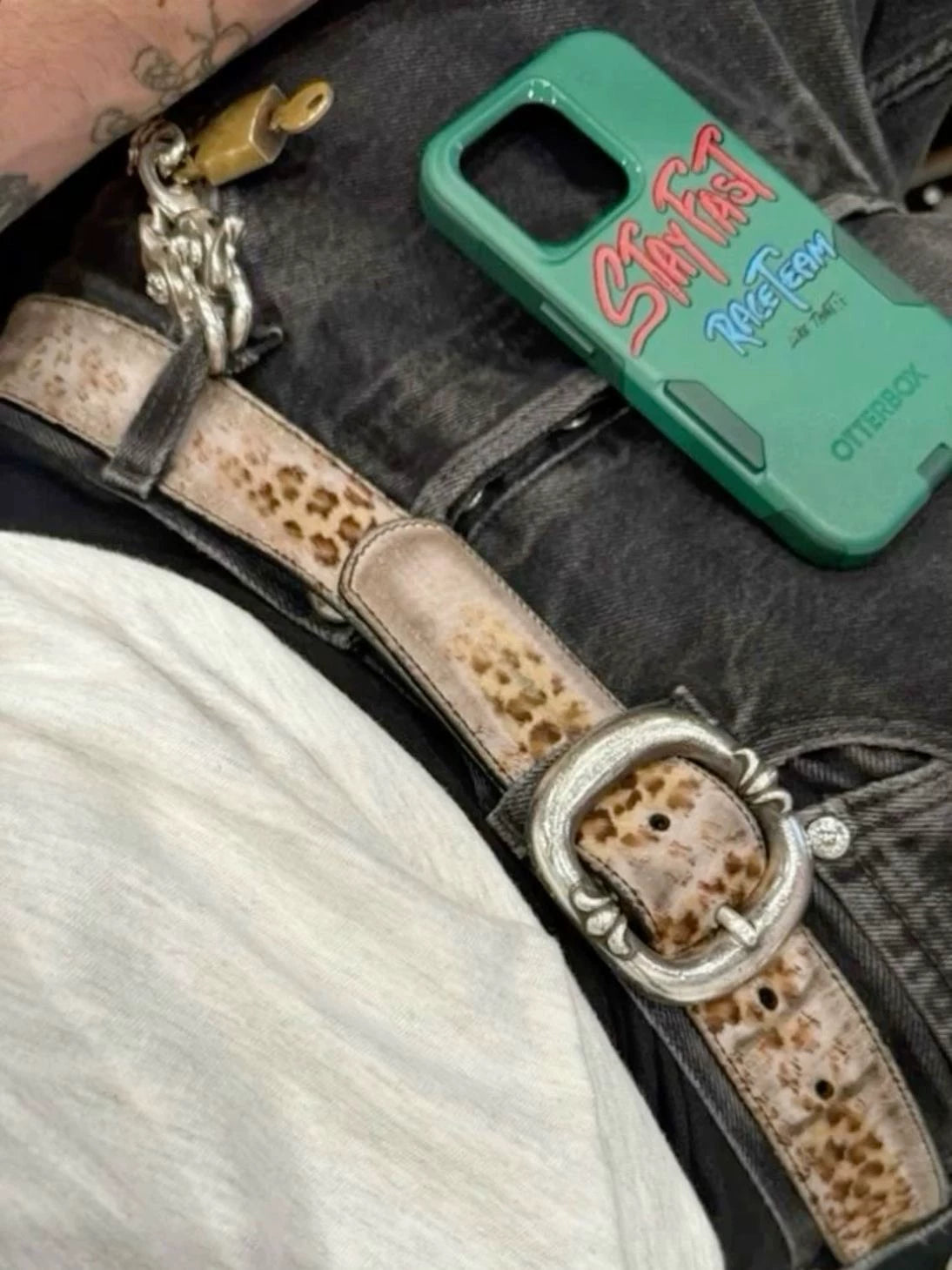Chrome Hearts checkerboard scout flower Gunslinger Ring Belt