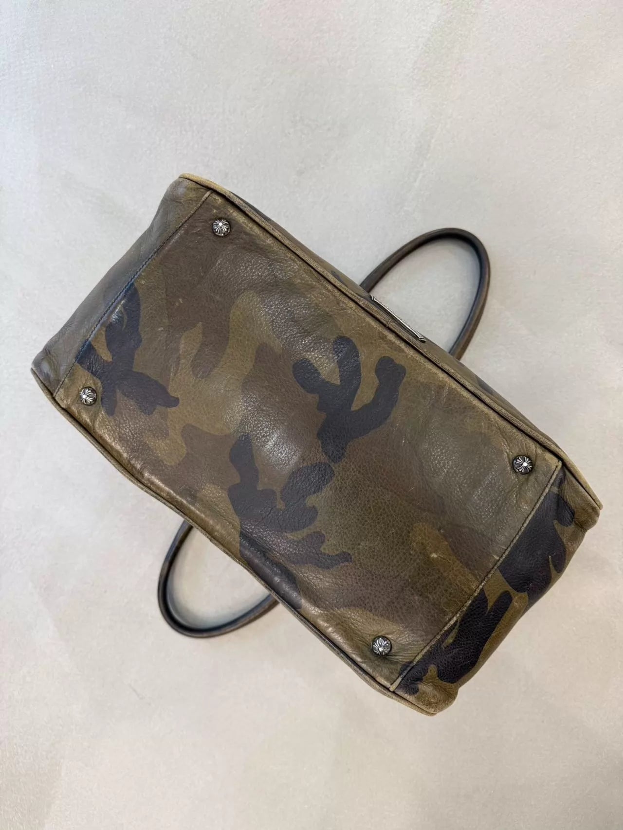 Chrome Hearts Camouflage Multi-Cross Patchwork Large Bowling Bag