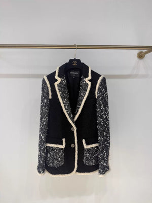Chanel 19K Black Tweed Jacket