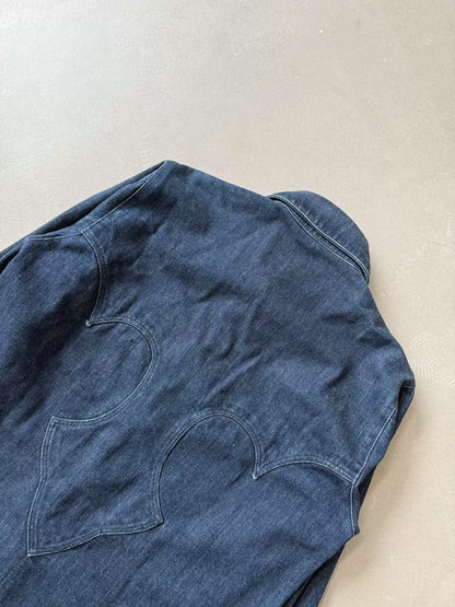 Chrome Hearts Fleur Flame Denim Shirt with Silver Button